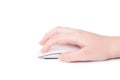 Hand click on modern computer mouse Royalty Free Stock Photo
