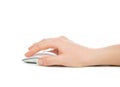 Hand click on modern computer mouse Royalty Free Stock Photo