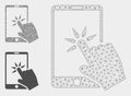 Hand Click Smartphone Vector Mesh Carcass Model and Triangle Mosaic Icon