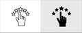 Hand click on the star rating icon. Five pointing on the star symbol of satisfaction review. Vector stock illustration