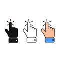 Hand click touch icon set, vector isolated symbol