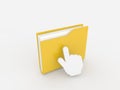Hand is clicking on a folder with documents on a white background . Royalty Free Stock Photo