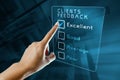 Hand clicking online survey Royalty Free Stock Photo