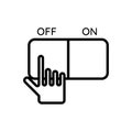 Hand clicking on turn off button vector icon Royalty Free Stock Photo