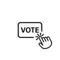 Hand clicks on vote button line icon. Vector on isolated white background. EPS 10 Royalty Free Stock Photo