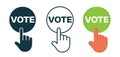 Vote icon in line, glyph and flat styles.