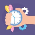 Hand with clock time Royalty Free Stock Photo