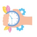 Hand with clock time Royalty Free Stock Photo