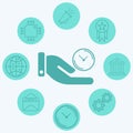 Hand with clock vector icon sign symbol Royalty Free Stock Photo