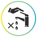 hand close the faucet icon, water saving, economical use of water