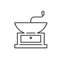 Hand coffee grinder line icon