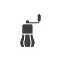 Hand coffee grinder vector icon