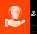 Hand and coin alpha icon - vector illustrations for branding, web design, presentation, logo, banners. Transparent gradient icon