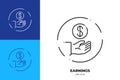 Hand with coin line art vector icon. Outline symbol of payment