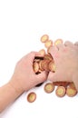 Hand and coins Royalty Free Stock Photo