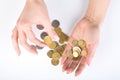 Hand with coins