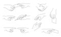 Hand collection. Different hand gestures