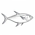 Hand-colored Blue Fin Tuna Drawing On White Background Royalty Free Stock Photo