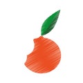 Hand colored drawing orange bite icon