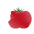 Hand colored drawing tomato bite icon Royalty Free Stock Photo