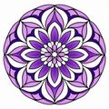 Hand-colored Stained Glass Flower Design On White Background