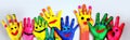 hand colorful fun artist smile concept art child paint finger. Generative AI.