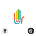 Hand colorful rainbow geometric linear style logo