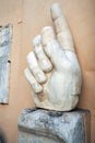 Hand of a colossal statue of Constantine in Musei Capitolini in Rome
