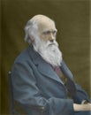 Hand-colouring of Charles Darwin photograph Black and white 1874