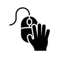 Hand on computer mouse black icon on white background Royalty Free Stock Photo