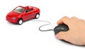 Hand with computer mouse and car Royalty Free Stock Photo