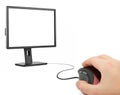 Hand with computer mouse and monitor Royalty Free Stock Photo