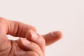 Hand with contact lens on finger with  background Royalty Free Stock Photo