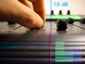 Hand controlling faders Royalty Free Stock Photo