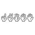 Hand count, gesture hand one, two, three, four, five, count to five. Pixel art line icon vector icon illustration Royalty Free Stock Photo