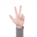 Hand count sign three finger isolated