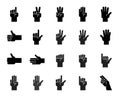 Hand counting and hand gesture icon such as like, love, fist, so