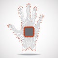 Hand. Cpu. Circuit board Royalty Free Stock Photo