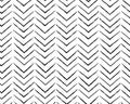 Hand crafted Black and white ethnic, geometric seamless pattern. Vector scandinavian background with brush ink zigzag. Simple Royalty Free Stock Photo