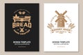 Hand crafted bread, bakery shop flyer, brochure, banner, poster. Vector Design with dough, hop and balance scale Royalty Free Stock Photo