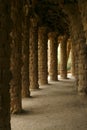 Hand-crafted columns in the Park Guell. Spain Royalty Free Stock Photo