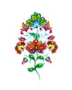 Hand crafted flowers of Eastern Europe. Watercolor bouquet - motif for embroidery