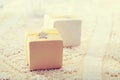 Hand-crafted gift boxes with star-shaped labels