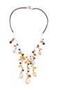 Necklace with citrine, cornelian gems abd pearls Royalty Free Stock Photo