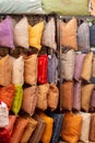 Mulitcolored Moroccan pillows at an outdoor market Royalty Free Stock Photo