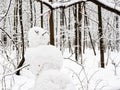 Hand-crafted snowman closeup in snow-covered park Royalty Free Stock Photo