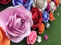 Hand crafted variety colourful cardboard paper roses flowers