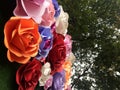 Hand crafted variety colourful cardboard paper roses flowers