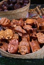 Hand crafted wooden boxes on sale on Bali island.