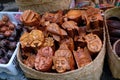 Hand crafted wooden boxes on sale on Bali island.